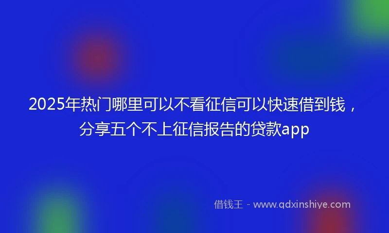 2025年热门哪里可以不看征信可以快速借到钱，分享五个不上征信报告的贷款app