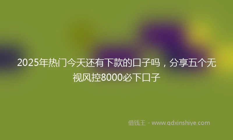 2025年热门今天还有下款的口子吗，分享五个无视风控8000必下口子
