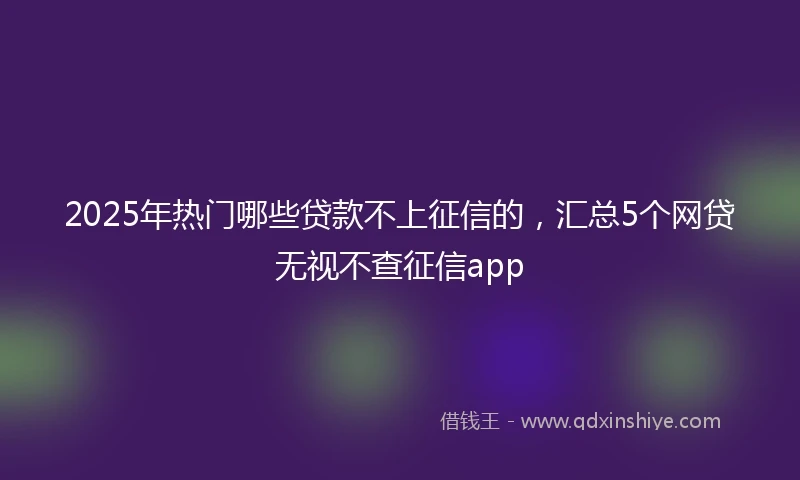 2025年热门哪些贷款不上征信的，汇总5个网贷无视不查征信app