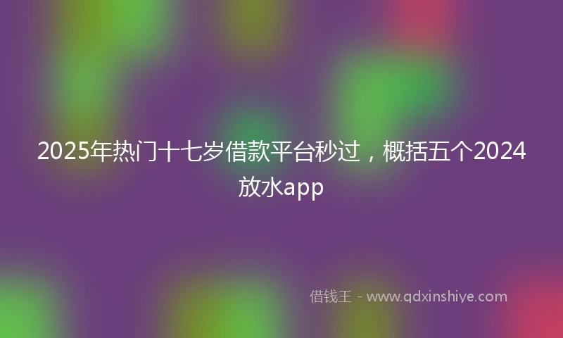 2025年热门十七岁借款平台秒过，概括五个2024放水app