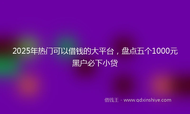 2025年热门可以借钱的大平台,盘点五个1000元黑户必下小贷