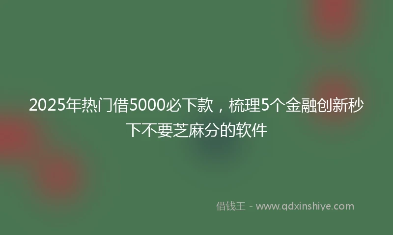 2025年热门借5000必下款，梳理5个金融创新秒下不要芝麻分的软件