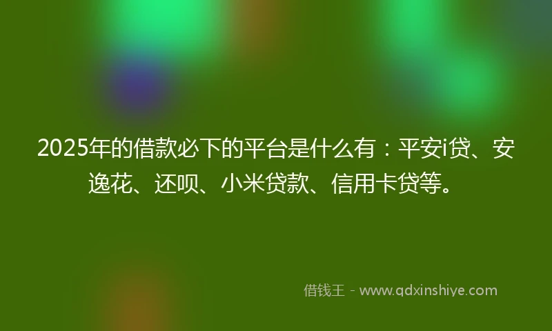 2025年的借款必下的平台是什么有：平安i贷、安逸花、还呗、小米贷款、信用卡贷等。