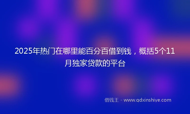 2025年热门在哪里能百分百借到钱，概括5个11月独家贷款的平台