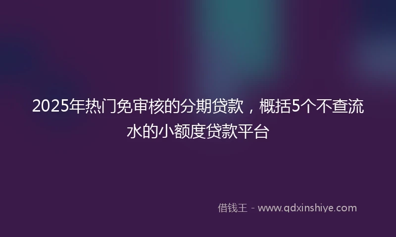 2025年热门免审核的分期贷款，概括5个不查流水的小额度贷款平台