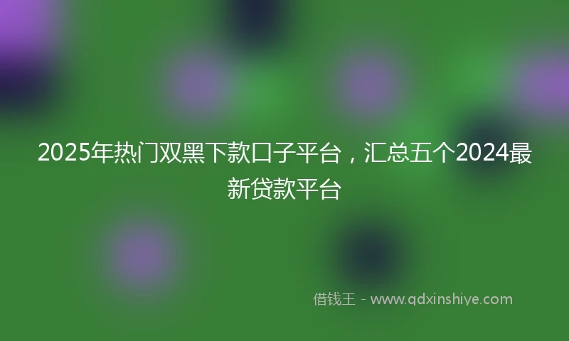2025年热门双黑下款口子平台，汇总五个2024最新贷款平台