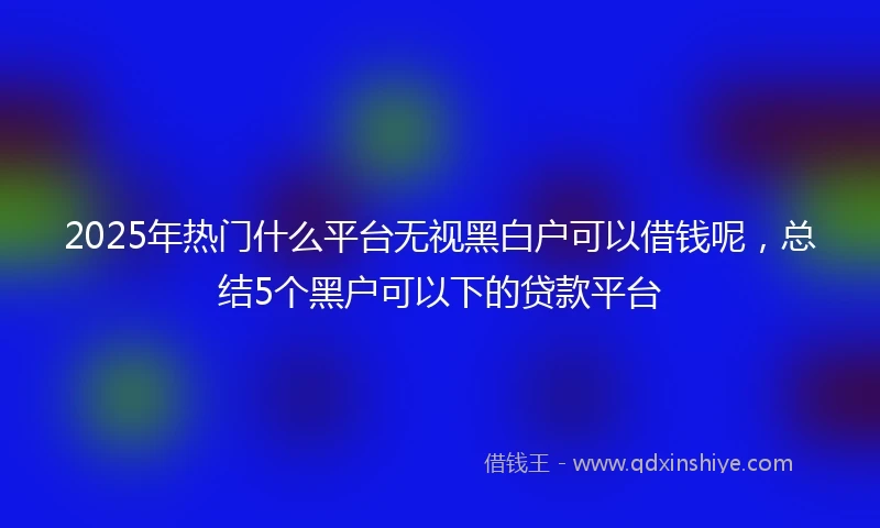 2025年热门什么平台无视黑白户可以借钱呢，总结5个黑户可以下的贷款平台