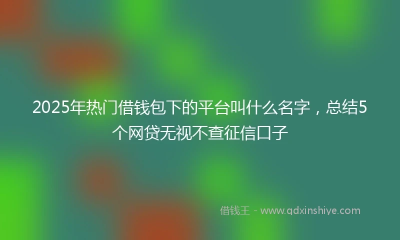 2025年热门借钱包下的平台叫什么名字，总结5个网贷无视不查征信口子