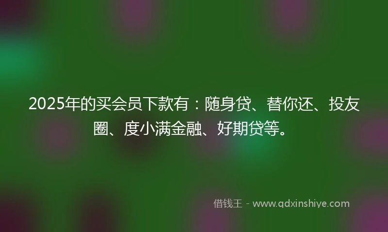 2025年的买会员下款有：随身贷、替你还、投友圈、度小满金融、好期贷等。