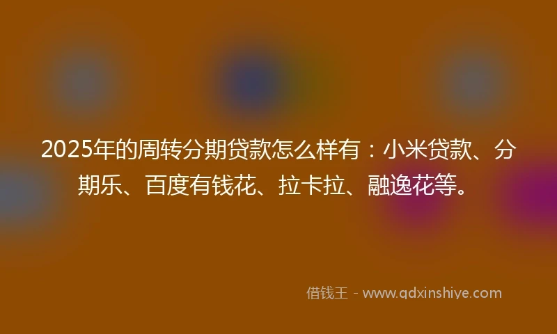 2025年的周转分期贷款怎么样有：小米贷款、分期乐、百度有钱花、拉卡拉、融逸花等。