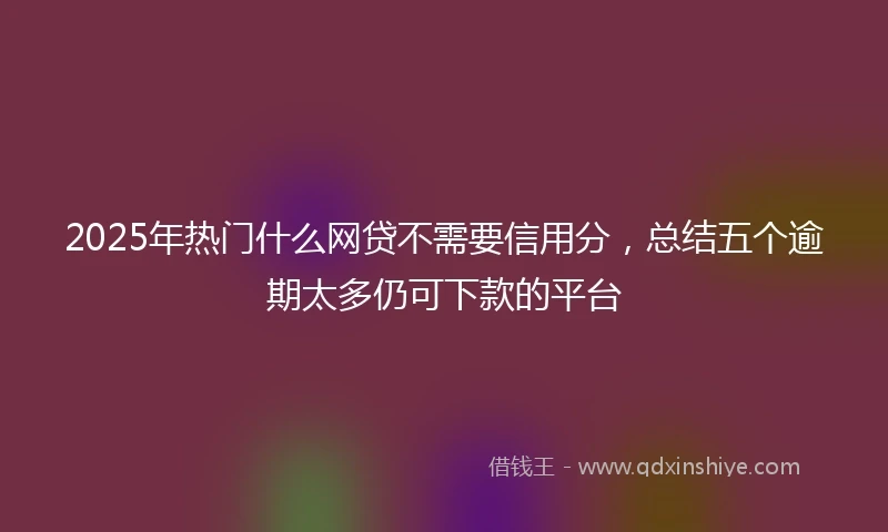 2025年热门什么网贷不需要信用分，总结五个逾期太多仍可下款的平台