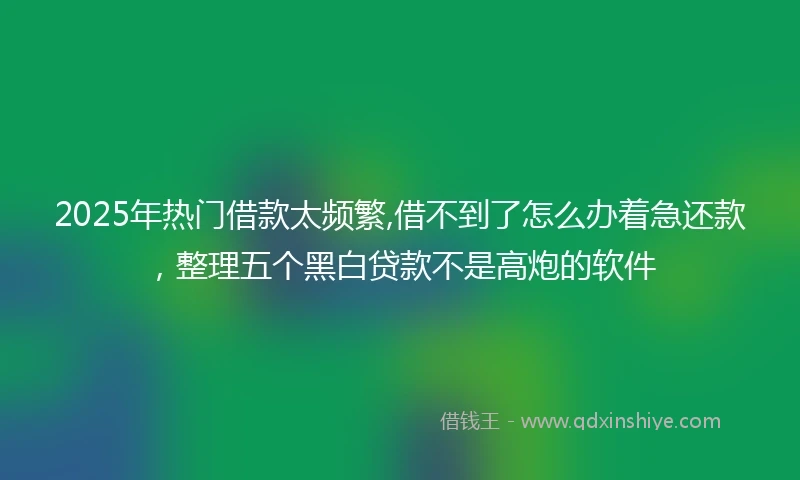 2025年热门借款太频繁,借不到了怎么办着急还款，整理五个黑白贷款不是高炮的软件