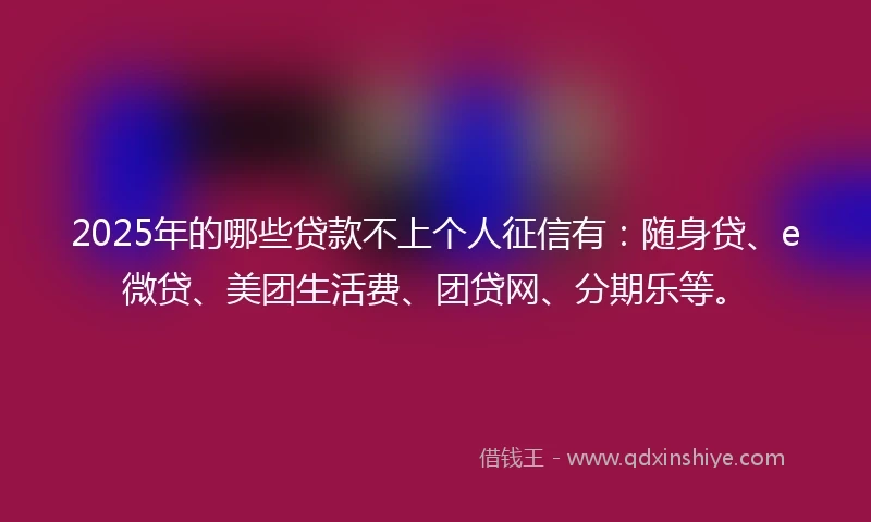 2025年的哪些贷款不上个人征信有:随身贷、e微贷、美团生活费、团贷网、分期乐等。