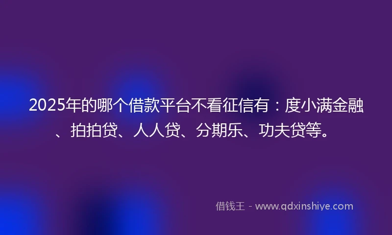 2025年的哪个借款平台不看征信有：度小满金融、拍拍贷、人人贷、分期乐、功夫贷等。