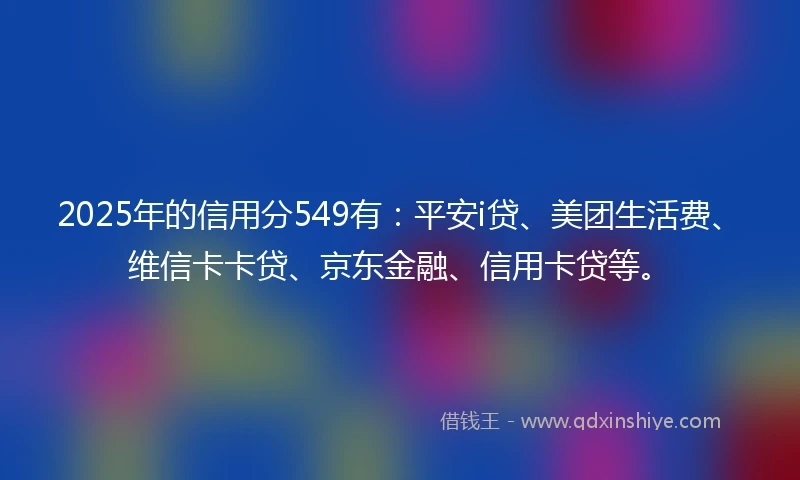 2025年的信用分549有：平安i贷、美团生活费、维信卡卡贷、京东金融、信用卡贷等。