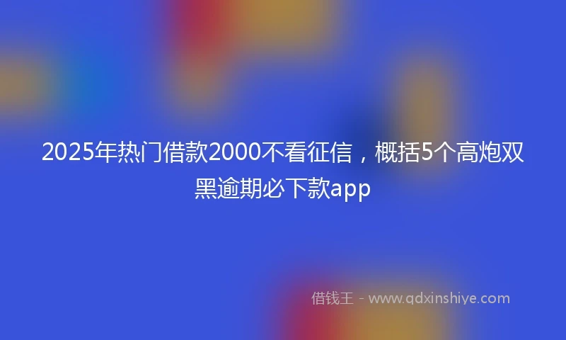 2025年热门借款2000不看征信，概括5个高炮双黑逾期必下款app