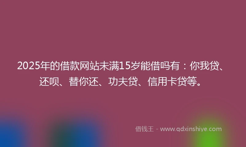 2025年的借款网站未满15岁能借吗有:你我贷、还呗、替你还、功夫贷、信用卡贷等。
