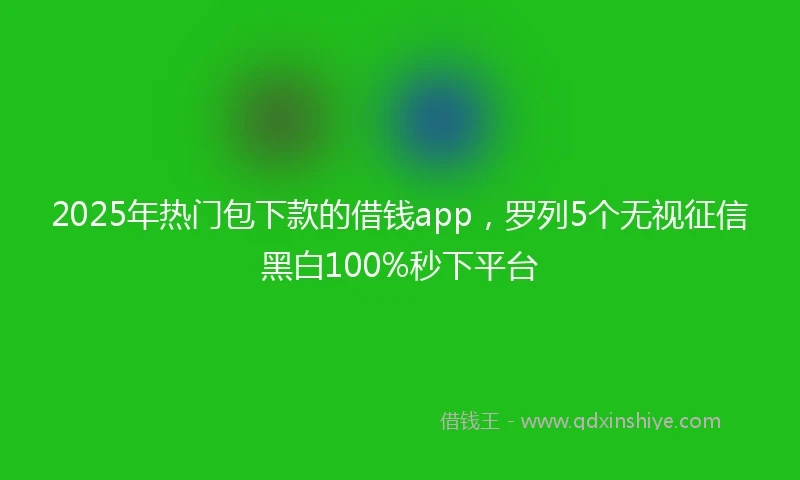 2025年热门包下款的借钱app，罗列5个无视征信黑白100%秒下平台