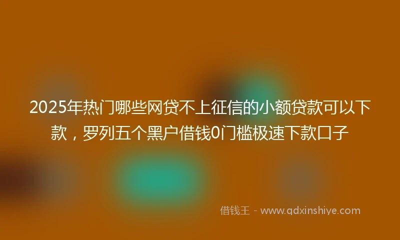 2025年热门哪些网贷不上征信的小额贷款可以下款，罗列五个黑户借钱0门槛极速下款口子