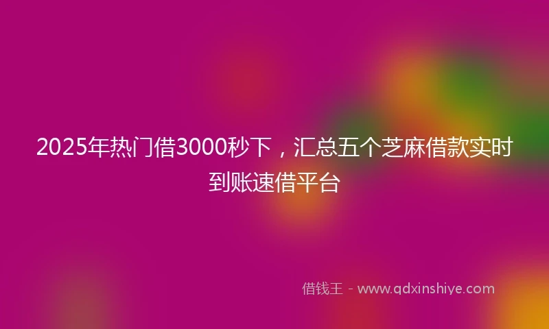 2025年热门借3000秒下,汇总五个芝麻借款实时到账速借平台