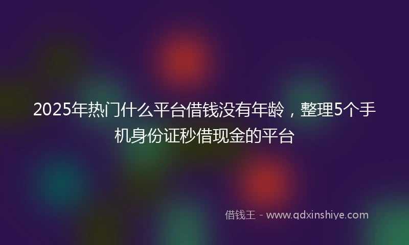 2025年热门什么平台借钱没有年龄，整理5个手机身份证秒借现金的平台