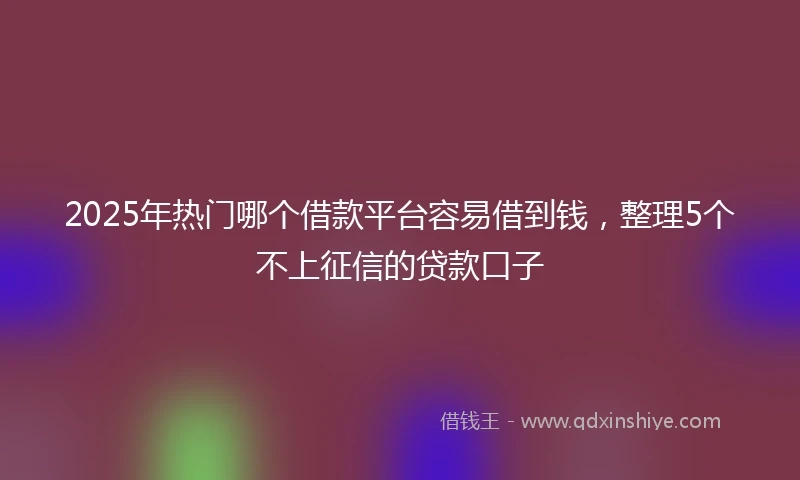 2025年热门哪个借款平台容易借到钱,整理5个不上征信的贷款口子