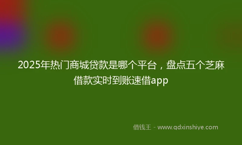 2025年热门商城贷款是哪个平台，盘点五个芝麻借款实时到账速借app