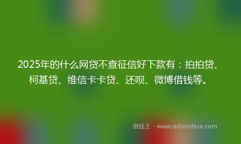 2025年的什么网贷不查征信好下款有：拍拍贷、柯基贷、维信卡卡贷、还呗、微博借钱等。
