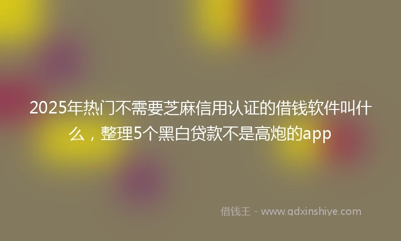 2025年热门不需要芝麻信用认证的借钱软件叫什么，整理5个黑白贷款不是高炮的app