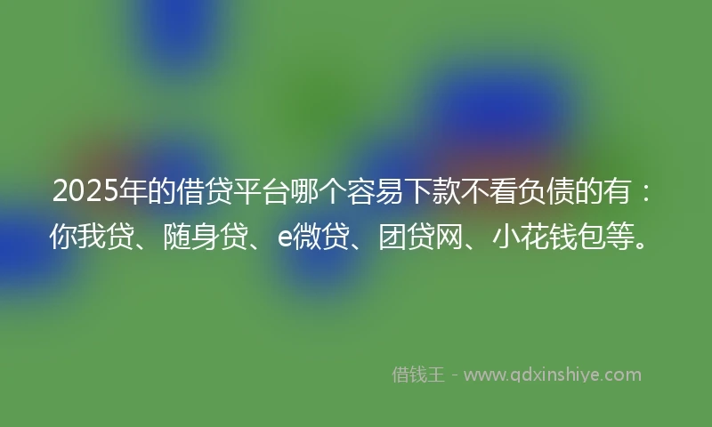 2025年的借贷平台哪个容易下款不看负债的有:你我贷、随身贷、e微贷、团贷网、小花钱包等。