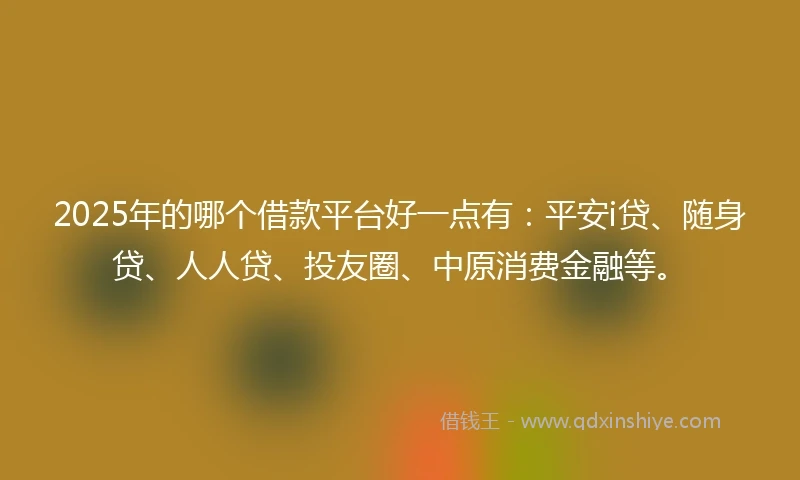 2025年的哪个借款平台好一点有：平安i贷、随身贷、人人贷、投友圈、中原消费金融等。