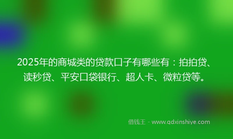 2025年的商城类的贷款口子有哪些有：拍拍贷、读秒贷、平安口袋银行、超人卡、微粒贷等。