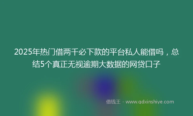 2025年热门借两千必下款的平台私人能借吗，总结5个真正无视逾期大数据的网贷口子