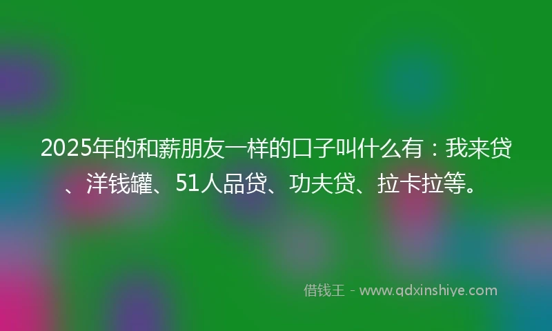 2025年的和薪朋友一样的口子叫什么有：我来贷、洋钱罐、51人品贷、功夫贷、拉卡拉等。