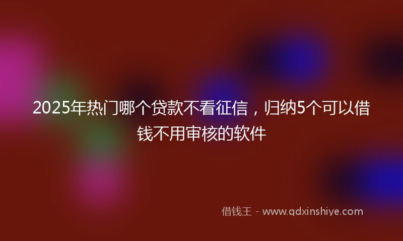 2025年热门哪个贷款不看征信，归纳5个可以借钱不用审核的软件