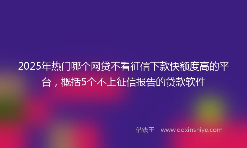 2025年热门哪个网贷不看征信下款快额度高的平台，概括5个不上征信报告的贷款软件