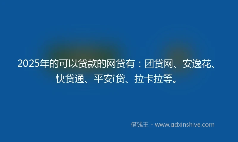 2025年的可以贷款的网贷有:团贷网、安逸花、快贷通、平安i贷、拉卡拉等。