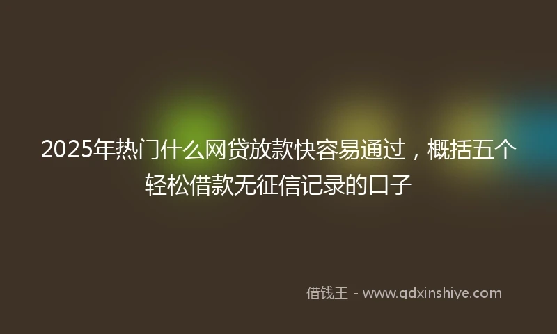 2025年热门什么网贷放款快容易通过，概括五个轻松借款无征信记录的口子