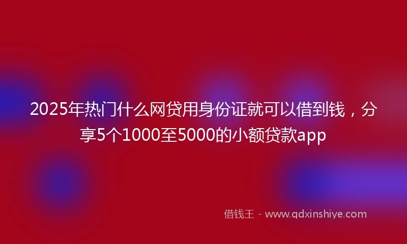 2025年热门什么网贷用身份证就可以借到钱，分享5个1000至5000的小额贷款app