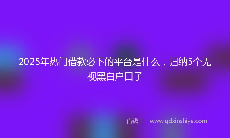 2025年热门借款必下的平台是什么，归纳5个无视黑白户口子