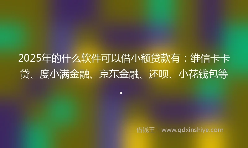 2025年的什么软件可以借小额贷款有：维信卡卡贷、度小满金融、京东金融、还呗、小花钱包等。
