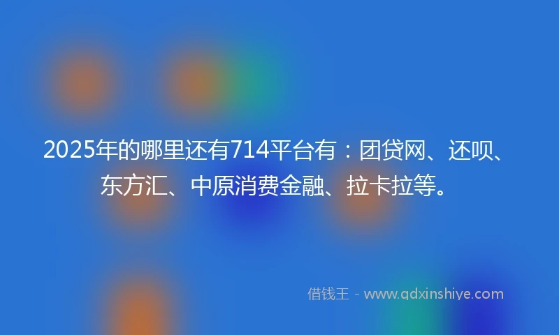 2025年的哪里还有714平台有：团贷网、还呗、东方汇、中原消费金融、拉卡拉等。