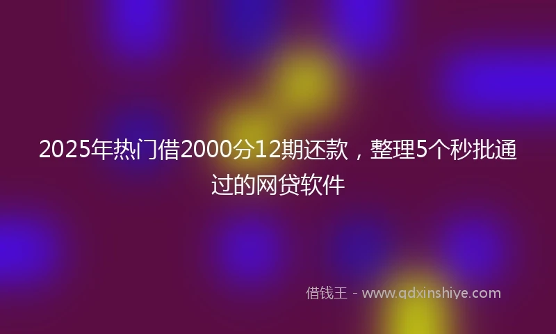 2025年热门借2000分12期还款，整理5个秒批通过的网贷软件