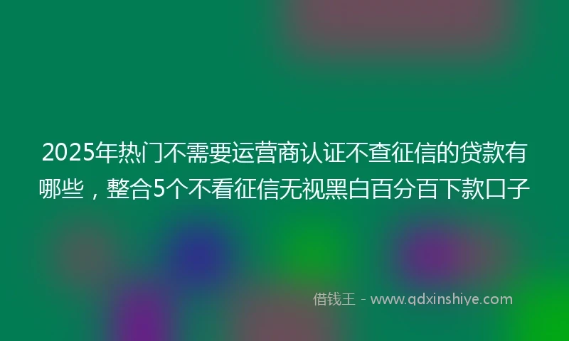 2025年热门不需要运营商认证不查征信的贷款有哪些，整合5个不看征信无视黑白百分百下款口子