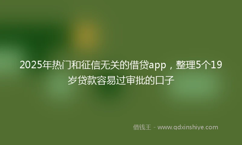 2025年热门和征信无关的借贷app，整理5个19岁贷款容易过审批的口子