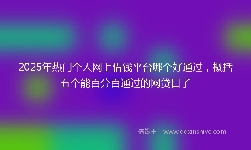 2025年热门个人网上借钱平台哪个好通过，概括五个能百分百通过的网贷口子