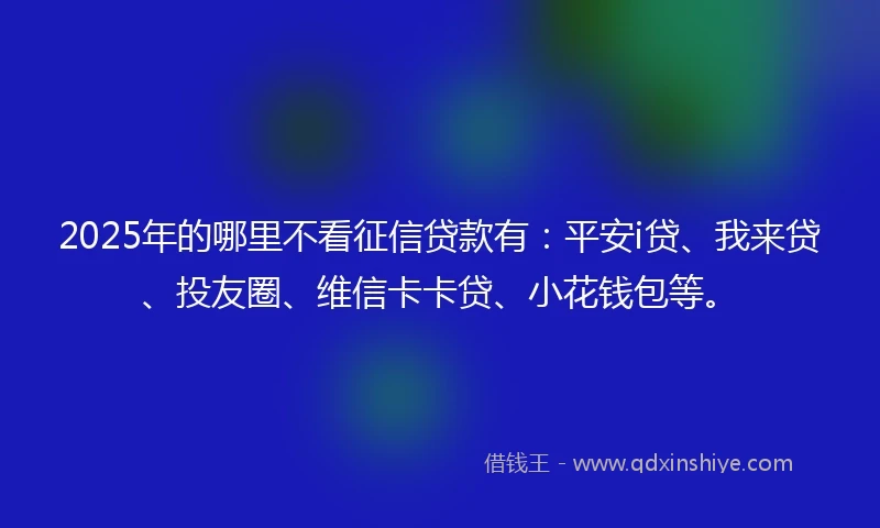 2025年的哪里不看征信贷款有：平安i贷、我来贷、投友圈、维信卡卡贷、小花钱包等。