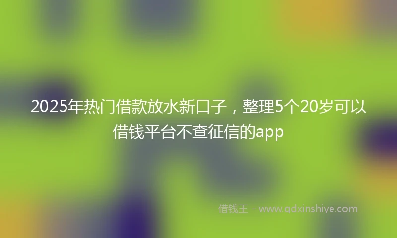 2025年热门借款放水新口子，整理5个20岁可以借钱平台不查征信的app