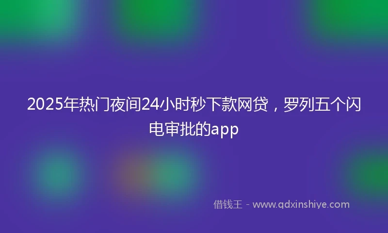2025年热门夜间24小时秒下款网贷，罗列五个闪电审批的app