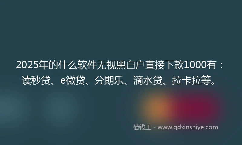 2025年的什么软件无视黑白户直接下款1000有：读秒贷、e微贷、分期乐、滴水贷、拉卡拉等。